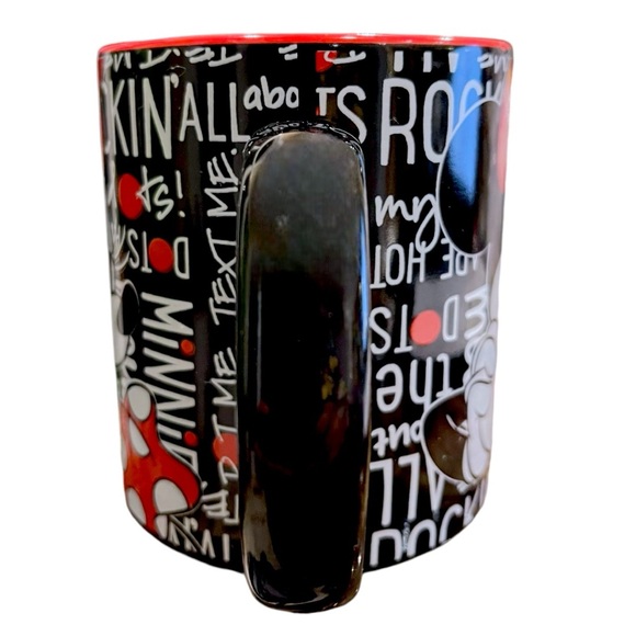 Disney Large Black & Red Minnie Mouse Typographic Ceramic Mug 20 oz. - Picture 5 of 9